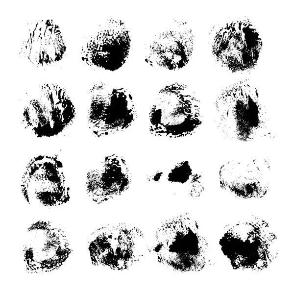 Set de impresiones abstractas en tinta negra aisladas sobre fondo blanco — Archivo Imágenes Vectoriales