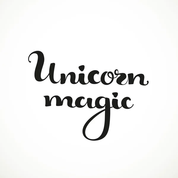 Unicorn magic calligraphic inscription on a white background — Stock Vector