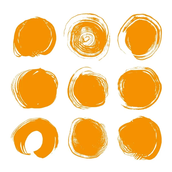 Pennellate astratte del cerchio vettoriale arancione isolate su un bianco — Vettoriale Stock