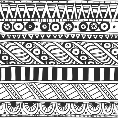 Siyah ve beyaz etnik tarzda sorunsuz süsleme