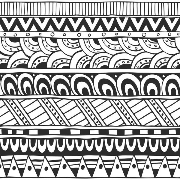 いたずら書きや民族で幾何学的な要素からシームレスな飾り — ストックベクタ