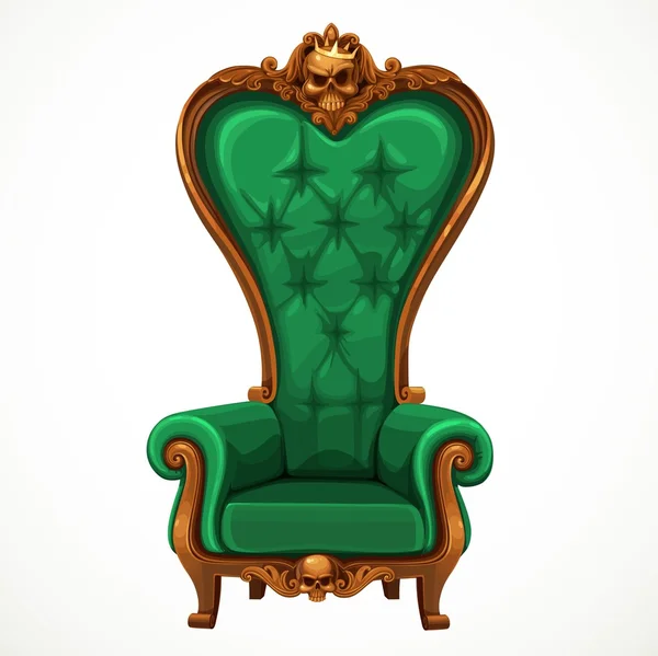 Armchair upholstered in green and high-backed baroque isolated on white background — Stock Vector