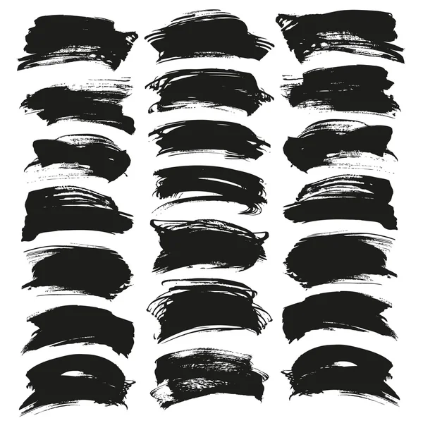 Abstract black vector brush strokes set isolated on a white back — Stock Vector