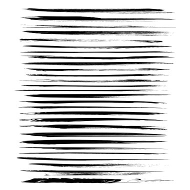 Büyük kümesi üzerinde beyaz bir arka plan izole uzun siyah mürekkep vuruşları