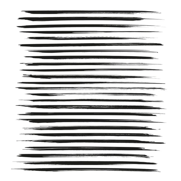 Pinceladas vectoriales largas negras abstractas aisladas sobre un fondo blanco . — Vector de stock