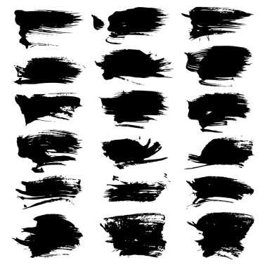 Dokulu soyut darbeleri kalın siyah boya büyük kümesi üzerinde izole 