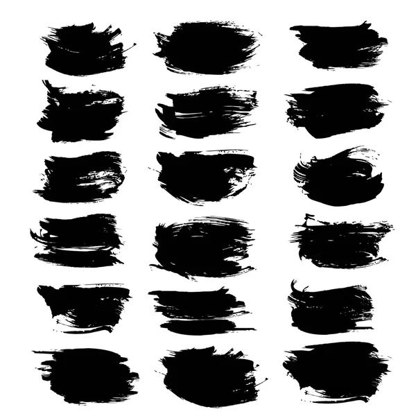 Beyaz arkasında izole dokulu vuruş kalın siyah boya seti