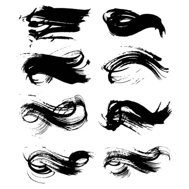 Figürlü vuruş kalın siyah guaj boya üzerinde beyaz bir ba izole