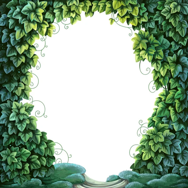 Frame voor tekst decoratie Enchanted Forest uit groene klimop en mo — Stockvector