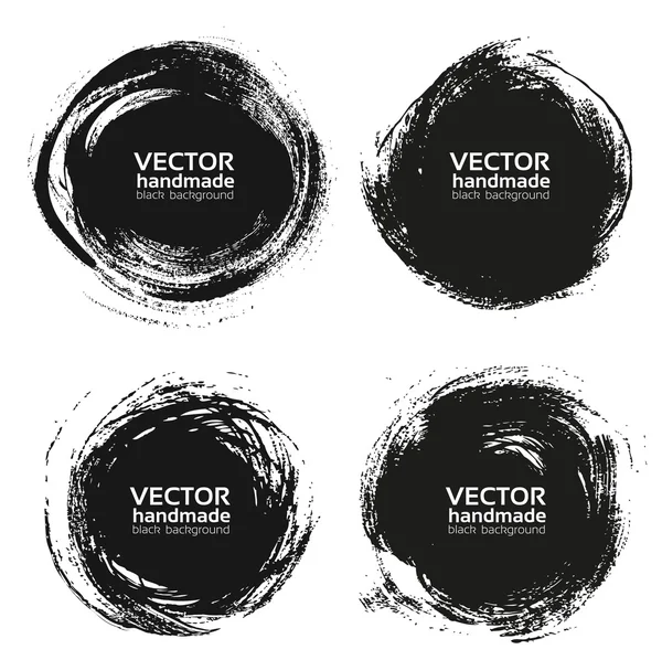 Vector beautiful round handmade black strokes- backgrounds paint — Stock Vector