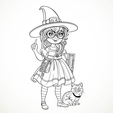 Girl nerd wearing glasses and a suit witch tells something at he clipart