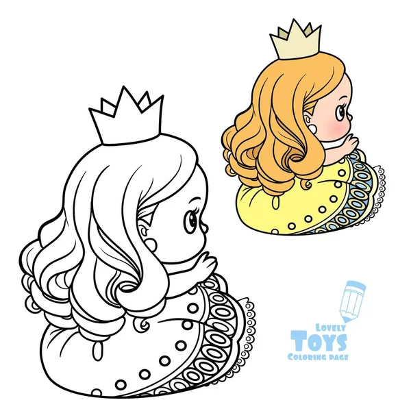 Bonito Brinquedo Desenho Animado Princesa Boneca Delineada Cor Para Colorir —  Vetores de Stock