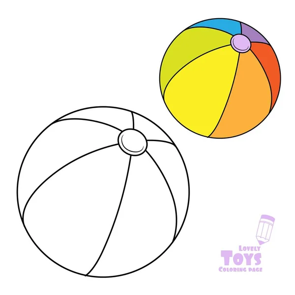 Tekenfilm Speelgoed Grote Opblaasbare Kleurrijke Strand Bal Geschetst Kleur Voor — Stockvector