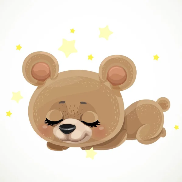 可爱的卡通小熊宝宝睡在白色的背景下 — 图库矢量图片