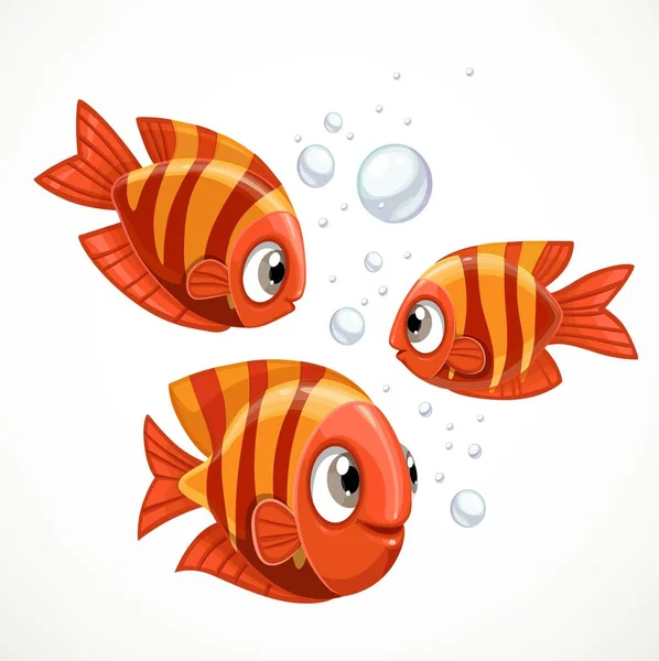 在白色背景上隔离的卡通红海鱼 — 图库矢量图片