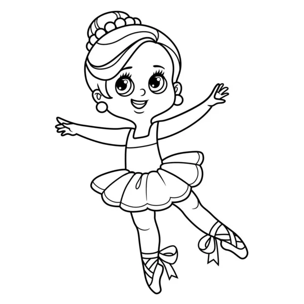 Hermosa Bailarina Dibujos Animados Exuberante Tutú Bailando Sobre Fondo Blanco — Vector de stock