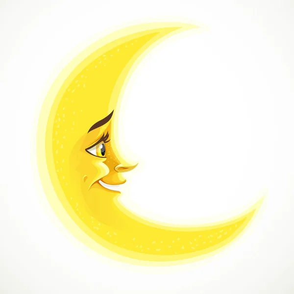 Linda Luna Creciente Dibujos Animados Aislados Sobre Fondo Blanco — Vector de stock