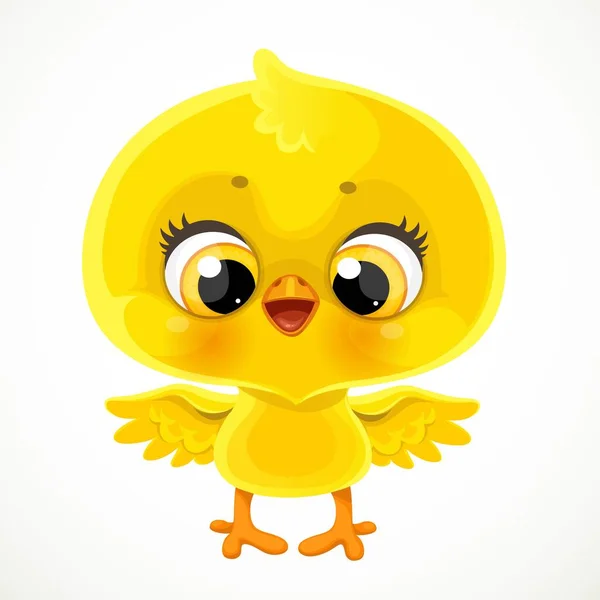 Cute Cartoon Yellow Chicken Isolated White Background — Stock Vector