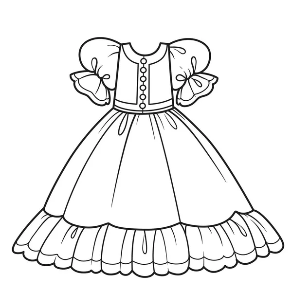 Vestido Baile Com Saia Fofa Para Roupa Princesa Esboço Para — Vetor de Stock