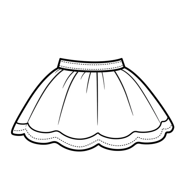 白を背景に色を付けるためのラッシュ色のスカートアウトライン — ストックベクタ