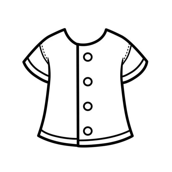 Light Women Blouse Short Sleeves Outline Coloring White Background — Stock Vector
