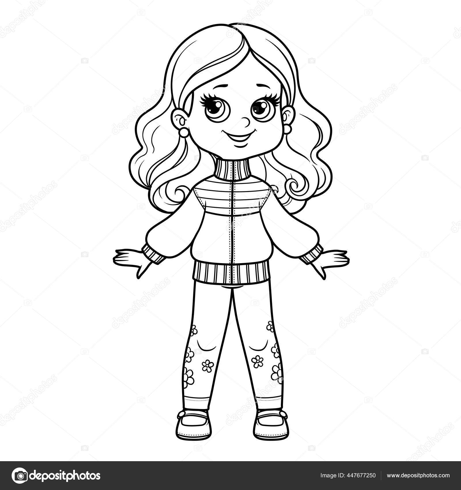 Desenho de Menina com vestido moderno para Colorir - Colorir.com