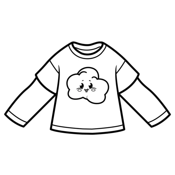 Longsleeve Girls Print Cartoon Baby Cloud Outline Coloring White Background — Stock Vector