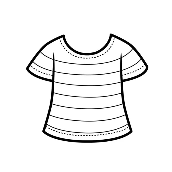 Shirt Listrada Esboço Para Colorir Fundo Branco — Vetor de Stock