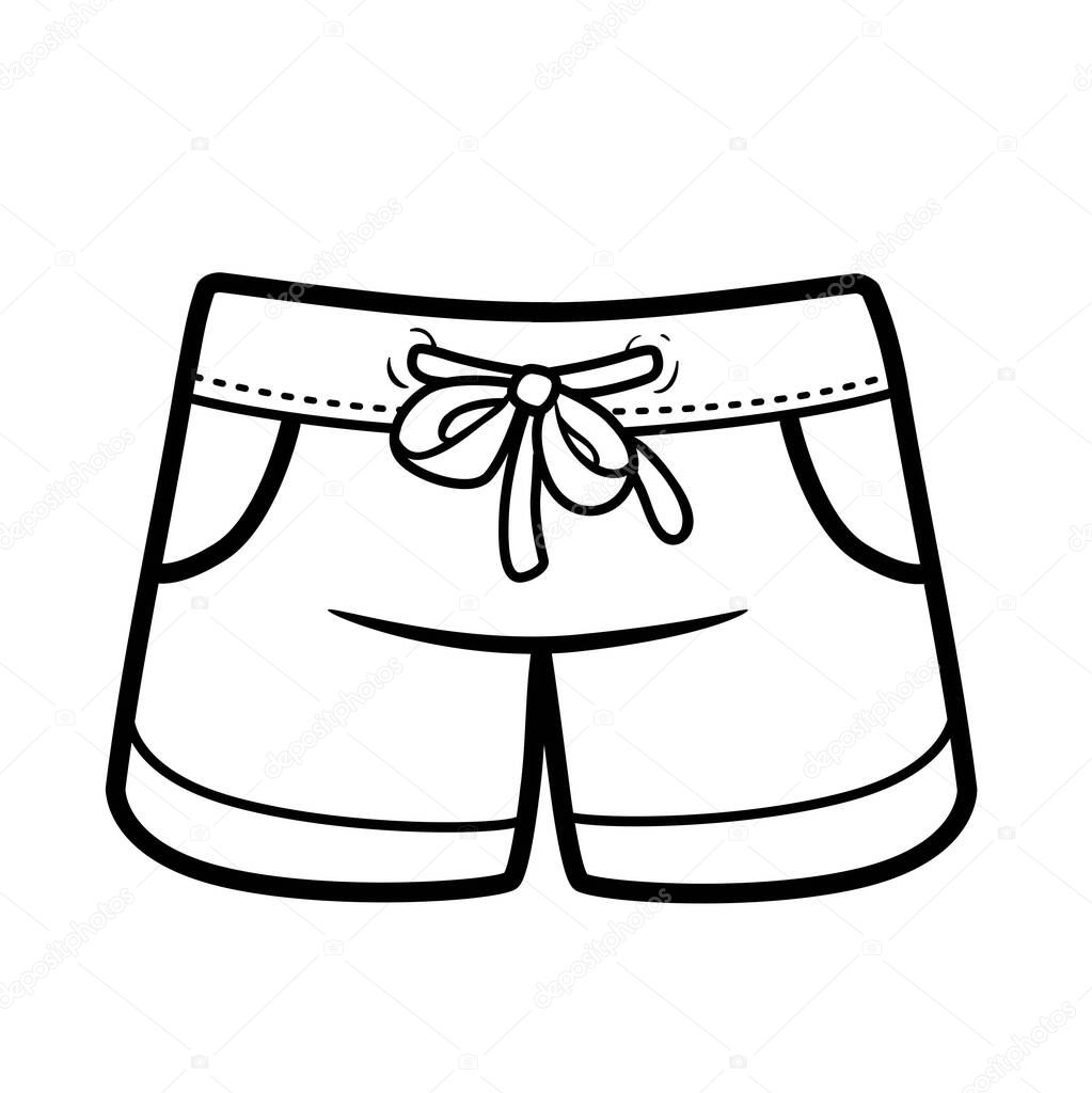 Sports short shorts for girls  outline for coloring on a white background