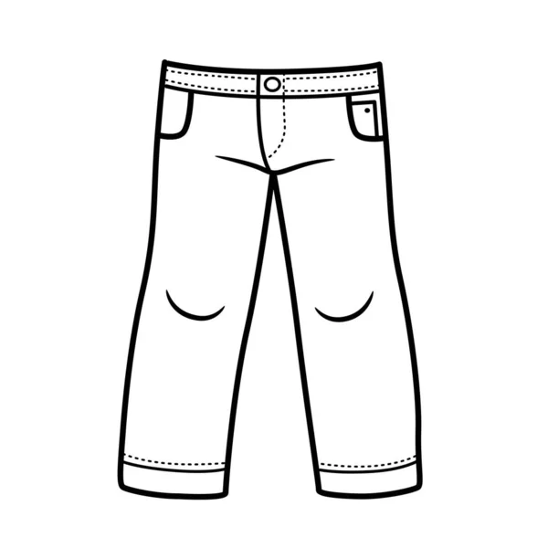 Jeansowe Spodnie Classic Dla Chłopca Kontur Kolorowania Białym Tle — Wektor stockowy