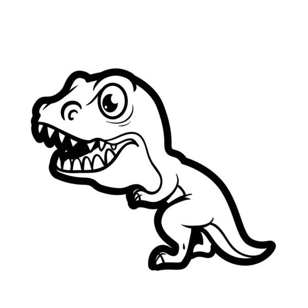 Cartone Animato Tirannosauro Contorno Colorazione Sfondo Bianco — Vettoriale Stock