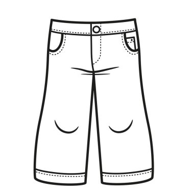 Beyaz arka planda erkek ana hatları için uzun kot şortlar