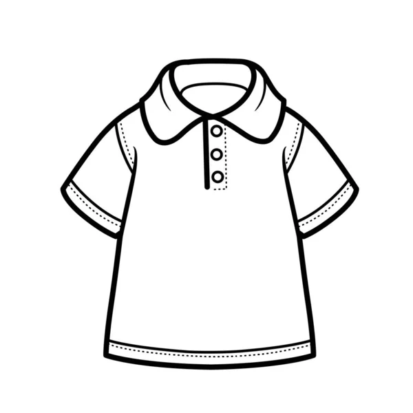 Shirt Collo Manica Corta Contorno Ragazzo Colorare Sfondo Bianco — Vettoriale Stock