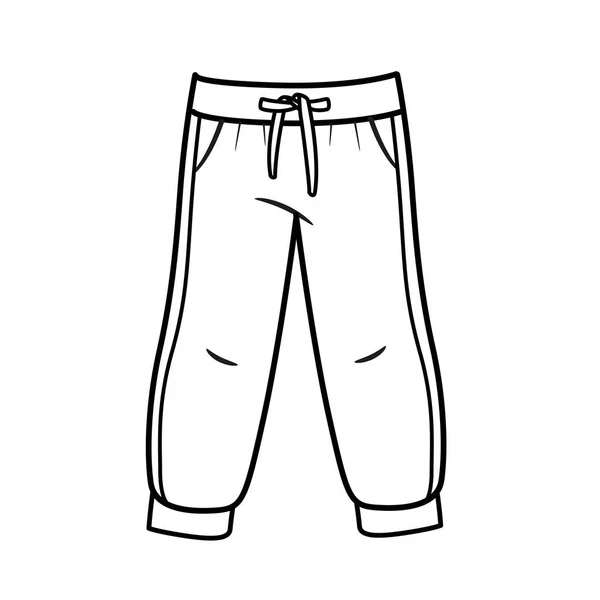 Cordon Serrage Pantalon Survêtement Pour Garçon Contour Pour Coloration Sur — Image vectorielle
