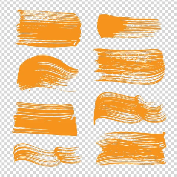 Oranje Gladde Abstracte Dikke Borstel Textuur Slagen Imitatie Transparante Achtergrond — Stockvector
