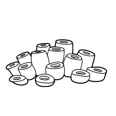 Beyaz arkaplanda izole edilmiş doğrusal boyama kitabı çizimi için düşük sünger