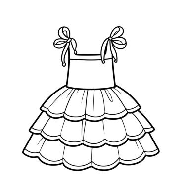 Beyaz bir arkaplanda kız taslak çizgisi için çizgili sundress