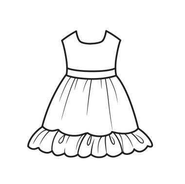 Beyaz arka planda kız çizgisi için fırfırlı elbise