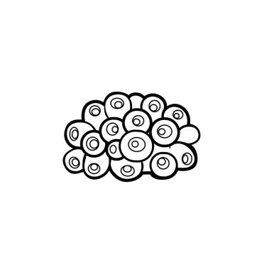 Renklendirme kitabı doğrusal çizimi için beyaz arkaplanda izole edilmiş amonik koloni nesnesi