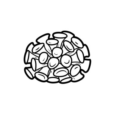 Beyaz arkaplanda izole edilmiş çember deniz süngeri boyama kitabı doğrusal çizimi