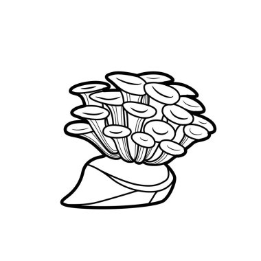 Beyaz arkaplanda izole edilmiş mercan polip boyama kitabı doğrusal çizimi