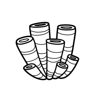 Beyaz arkaplanda izole edilmiş yüksek sünger nesne boyama kitabı doğrusal çizimi