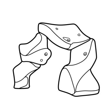 Beyaz arkaplanda izole edilmiş taş boyama kitabı doğrusal çiziminden dekoratif kemer