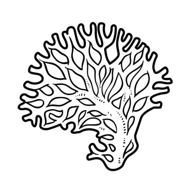 Boyama kitabı doğrusal çizimi için mercan nesnesi beyaz arkaplanda izole edildi