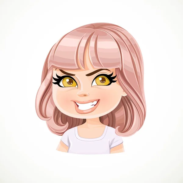 Belle Fille Bande Dessinée Insidieuse Avec Une Coupe Cheveux Rose — Image vectorielle