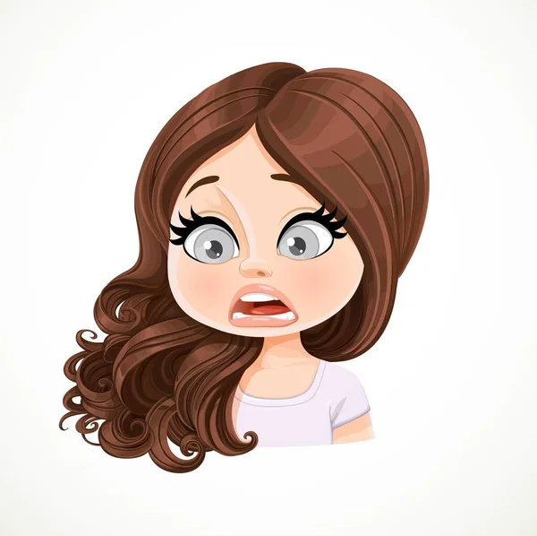 Mooie Cartoon Brunette Meisje Met Haar Worden Verschoven Door Middel — Stockvector