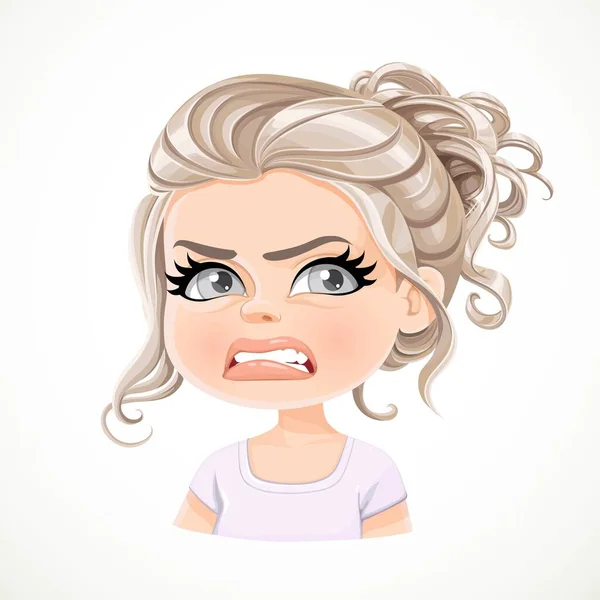 Hermosa Chica Rubia Perla Poco Amable Con Pelo Largo Ondulado — Vector de stock