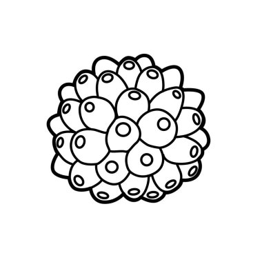 Beyaz arkaplanda izole edilmiş deniz süngeri nesne boyama kitabı doğrusal çizimi