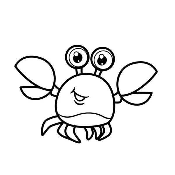 Cartoon Sea Crab Color Outlined Coloring Page Isolated White Background — Stock Vector