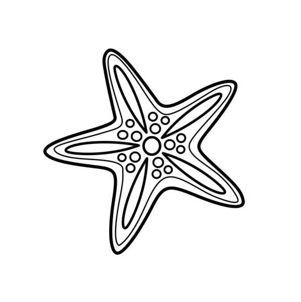 Estrella Mar Con Vigas Delgadas Delineadas Para Colorear Página Aislada — Vector de stock